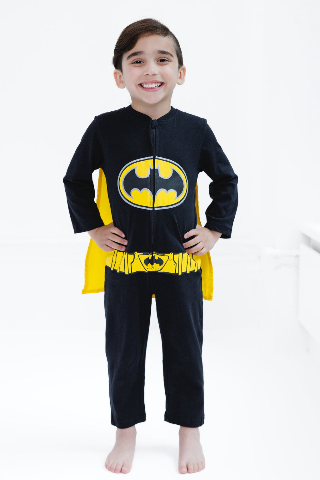 DC Comics Justice League Toddler Boy or Girl Cosplay One Piece Coverall with Cape Batman Black
