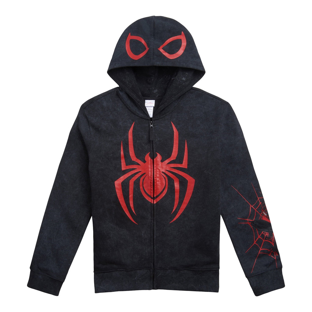 Marvel Spider-Man Adult Men or Women Cosplay Fleece Zip-Up Hoodie Miles Morales Charcoal