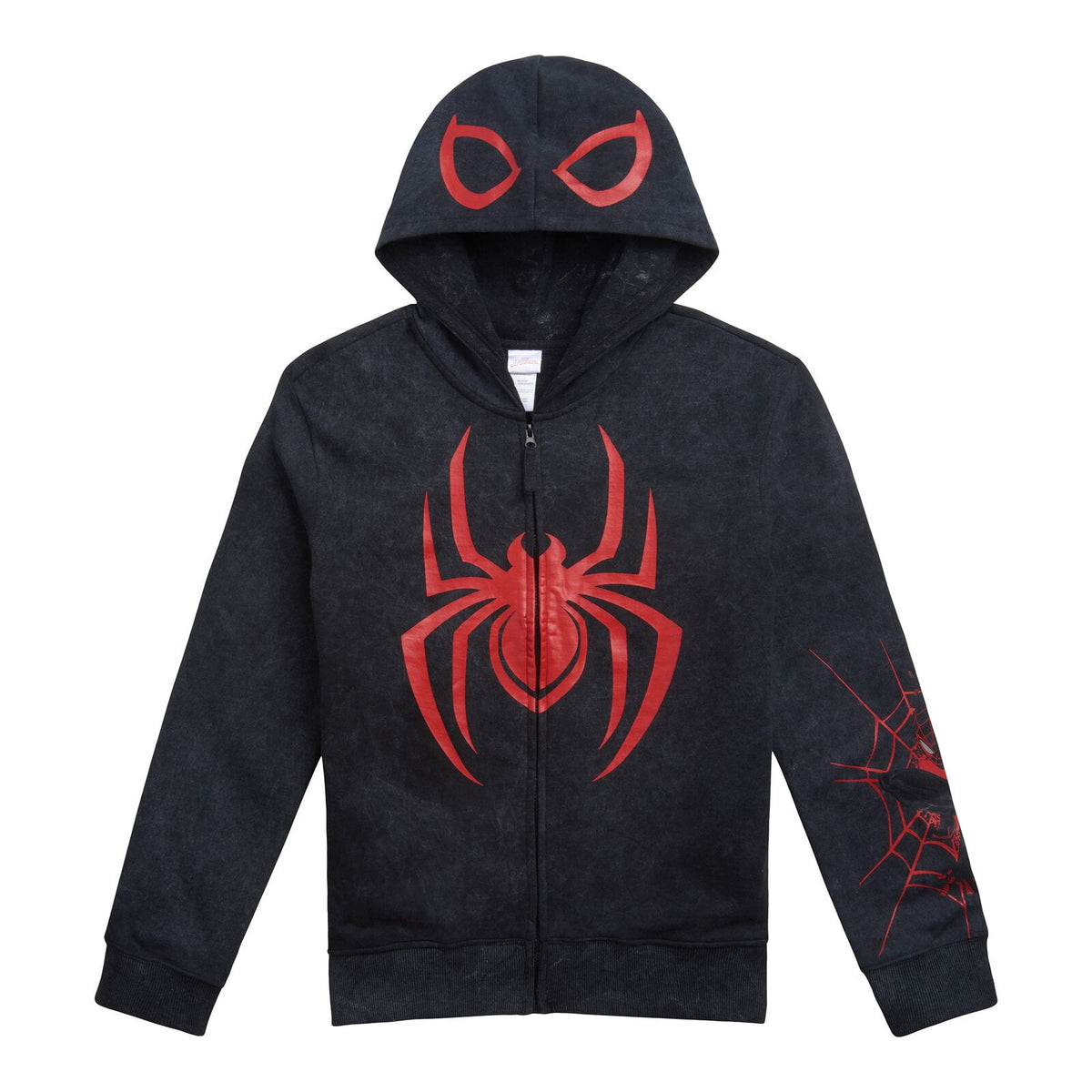 Marvel Spider-Man Adult Men or Women Cosplay Fleece Zip-Up Hoodie Miles Morales Charcoal