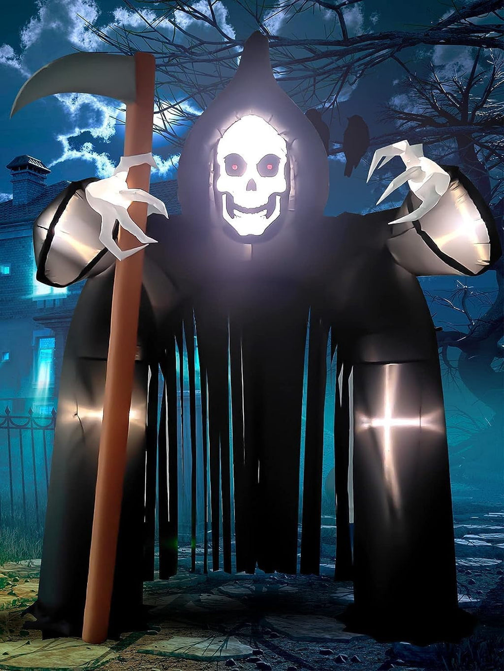 Kalolary 10FT Halloween Inflatable Ghost Archway, Haunted Blow-Up Arch with Built-in LEDs for Outdoor Garden, Lawn, and Yard Party Decorations