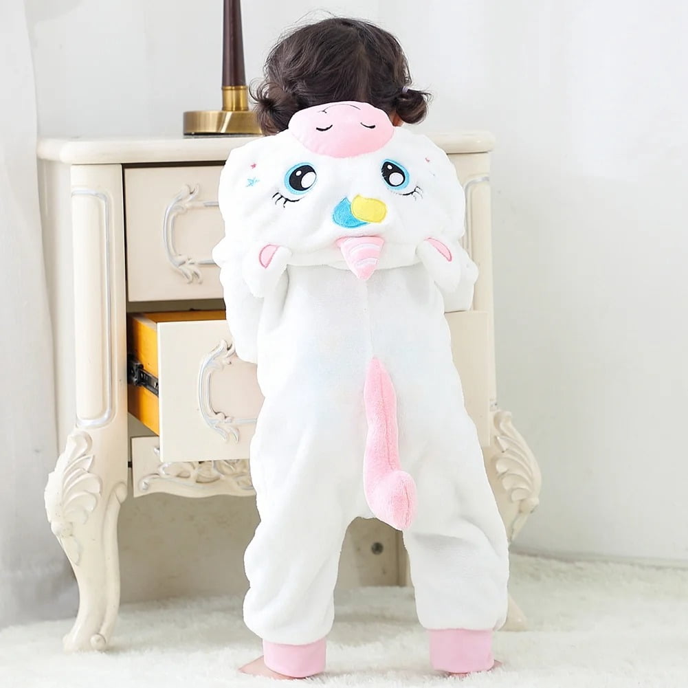 WIBACKER 0-3T Unisex Baby Animal Costume Winter Autumn Flannel Hooded Romper Christmas and Halloween Dinosaur Cosplay Jumpsuit