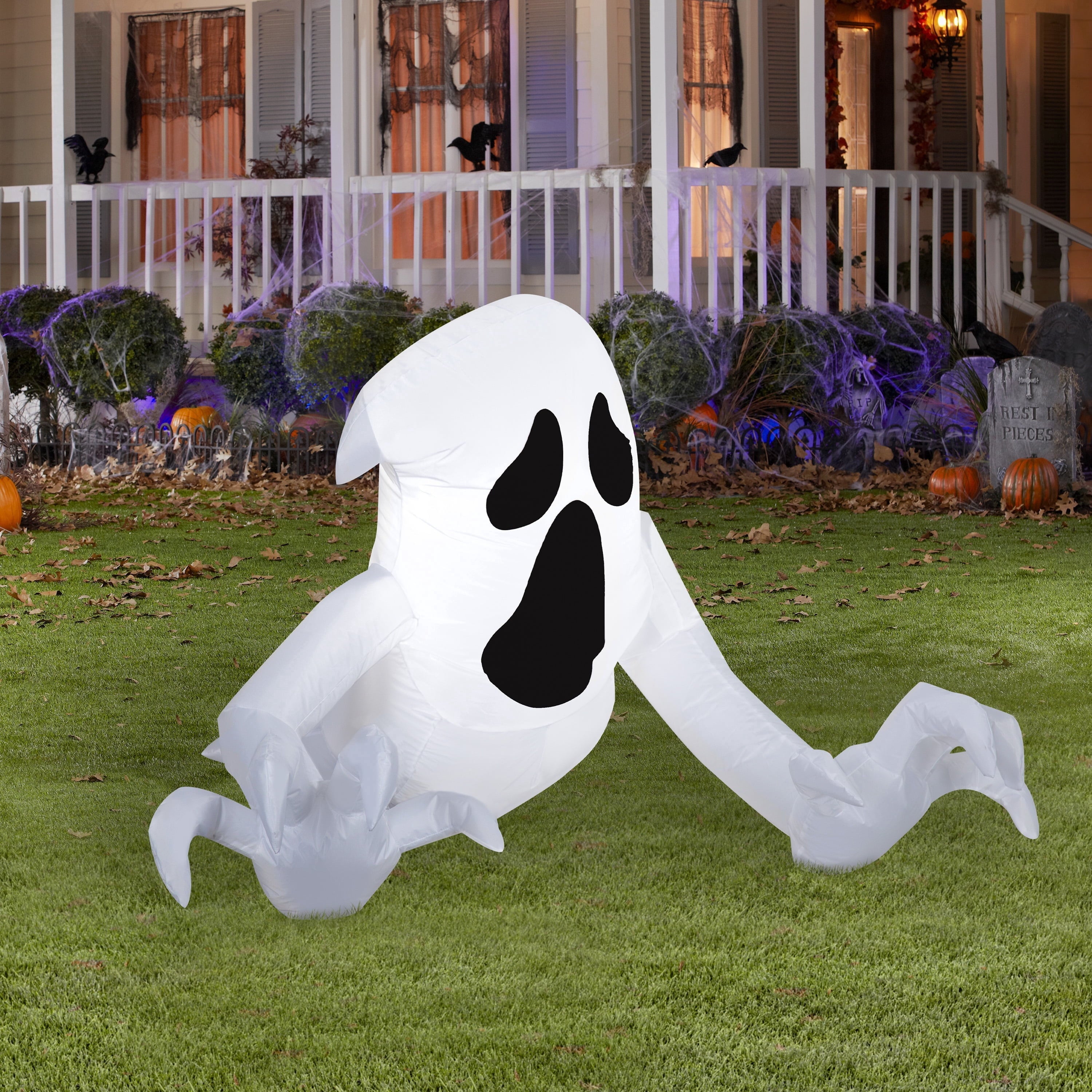 Ghost Crawler Airblown Yard Inflatable, Black and White, 4', Halloween by Way To Celebrate