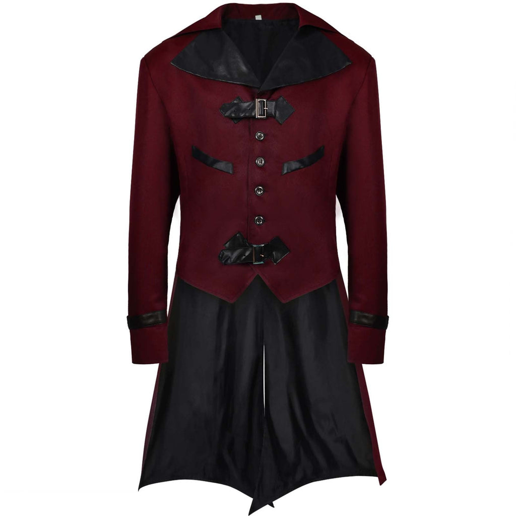 QATAINLAV Men's Vintage Steampunk Gothic Victorian Jacket Medieval Renaissance Pirate Frock Coat Formal Tuxedo Halloween Costumes Birthday Gifts Coffee S