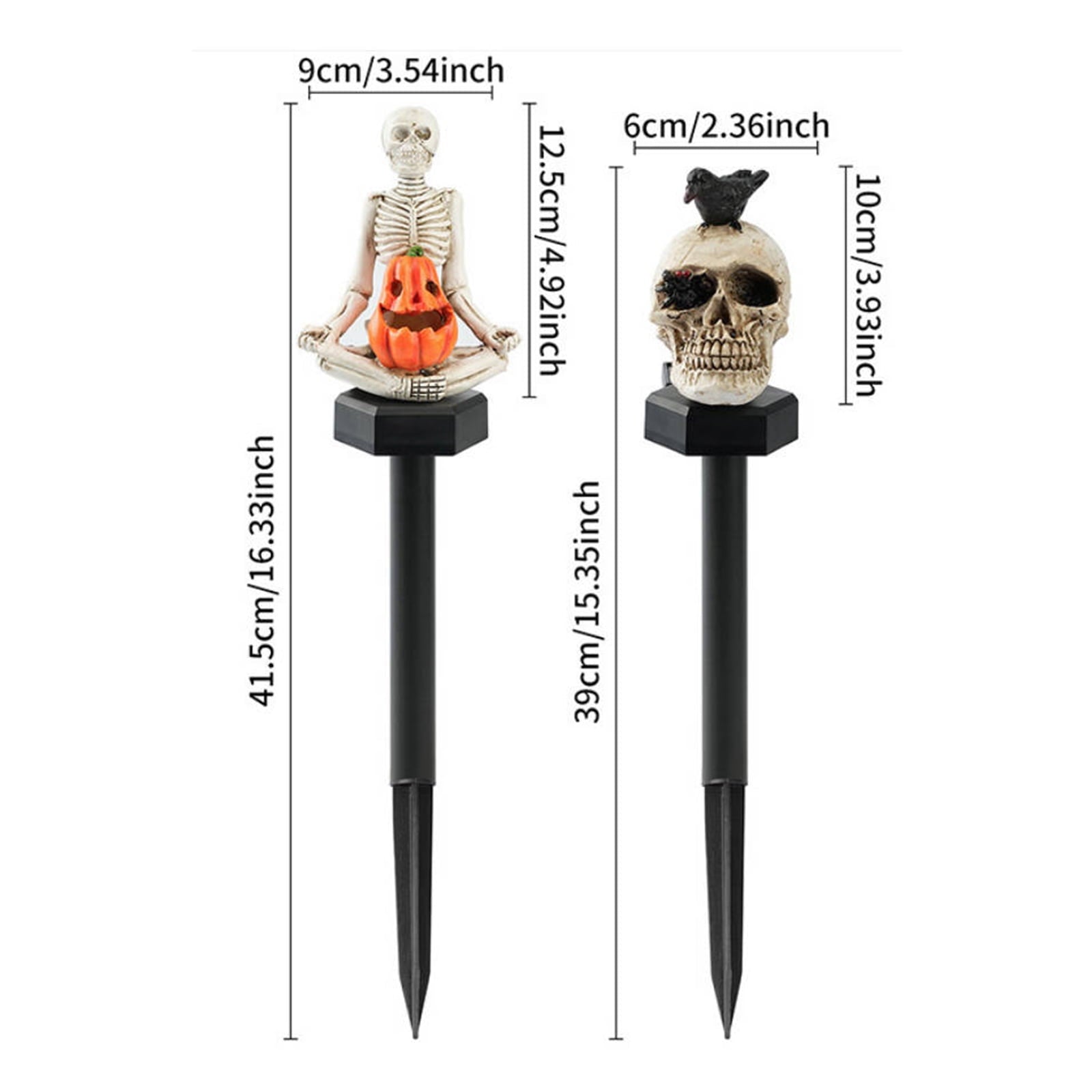 Halloween Skull Solar Garden Stake Light, Resin Skull Solar Outdoor Light for Yard and Garden, Spooky Decorative Stake Lighting for Halloween Courtyard and Lawn Decor 15.35*2.36Inch,1PC