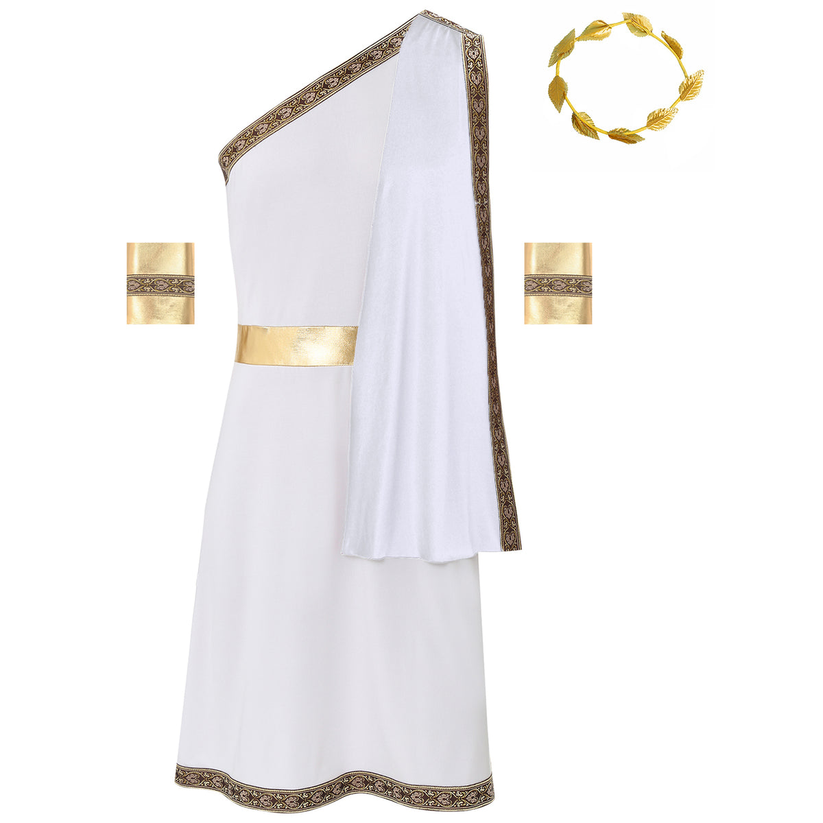 YiZYiF Mens Halloween Ancient Greek Cosplay Costume Roman Toga Caesar Party Fancy Dress Up Set Black S
