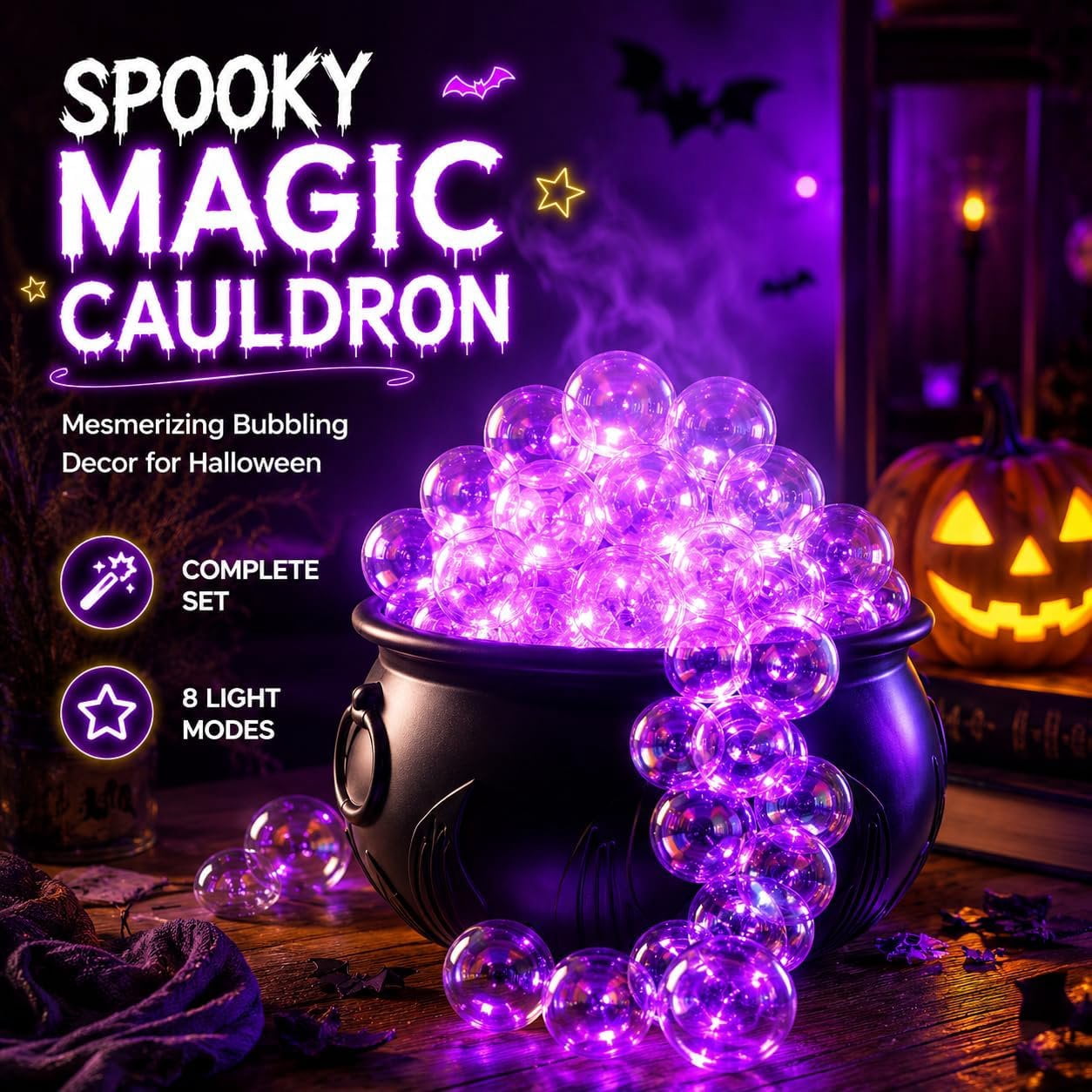 Halloween Decorations Indoor - DIY Bubbling Cauldron Set - Black Plastic Bowl Hocus Pocus Party Decoration - Spooky Vintage Decor for Home Kitchen Room Party Table