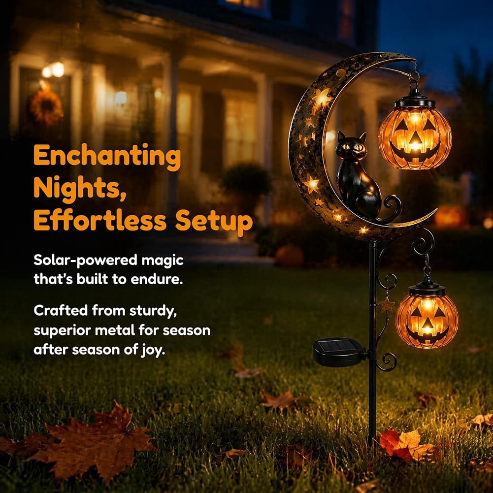 Clearance! Highland Cow Solar Garden Light, 18in Garden Statue with LED Glow, Waterproof Outdoor Yard Decor Stake, Resin Lawn Pathway Light for Backyard Patio Porch Halloween Gift