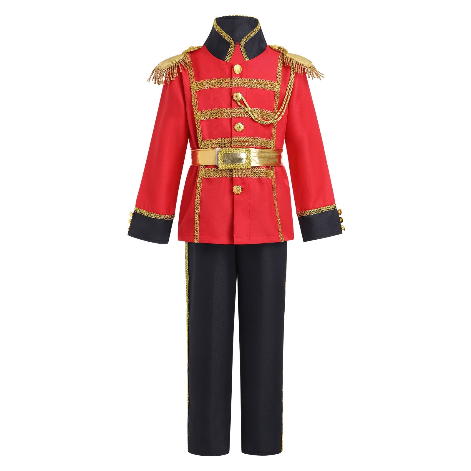 IBTOM CASTLE Boys Prince Charming Costume Halloween Cosplay Dress up Birthday Party Medieval Royal Prince Outfits for Toddler Child 3-4 Years Red 4pcs