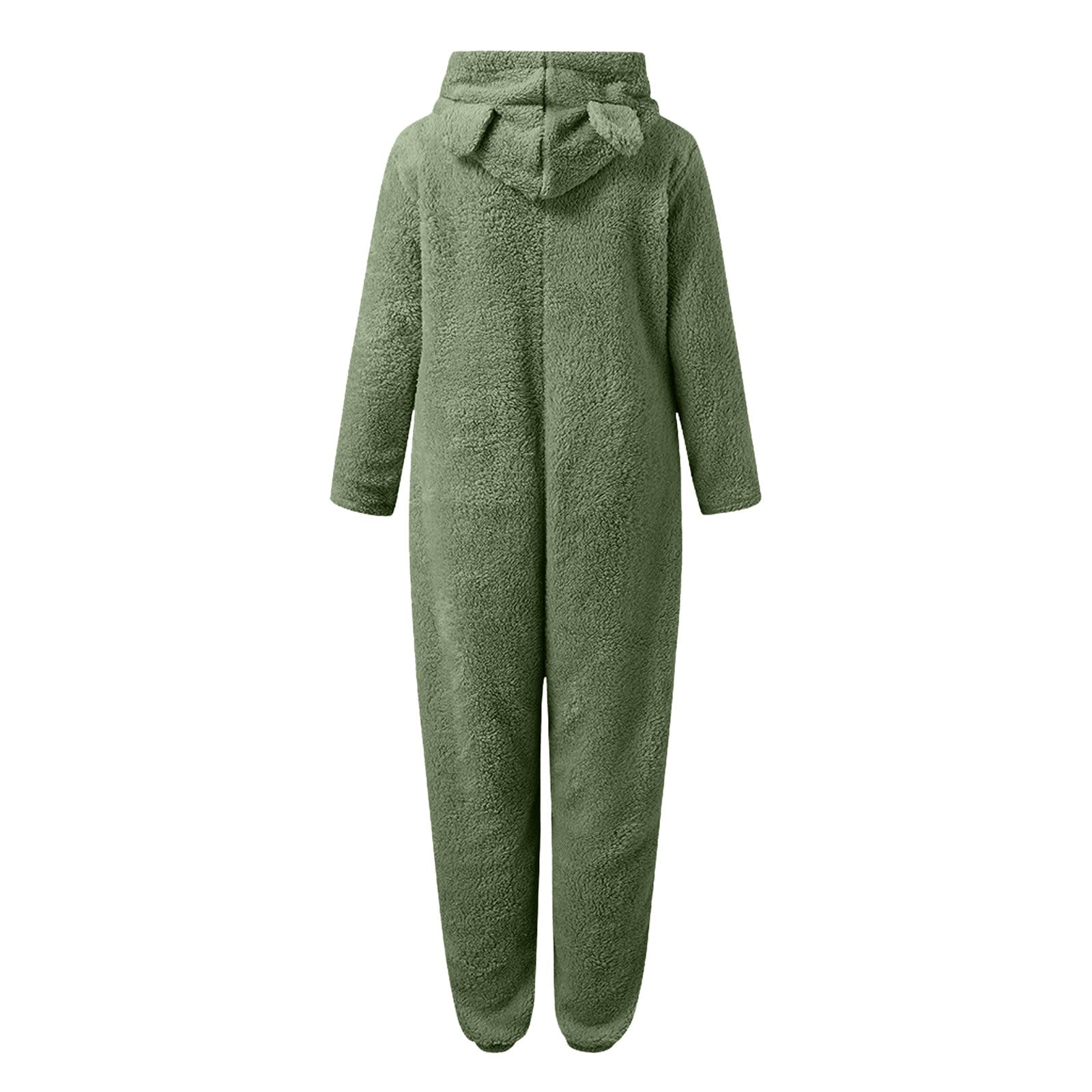 QATAINLAV Sherpa Fleece Jumpsuit for Women Winter Warm Fuzzy Onesie Pajamas Cute Cat Hooded Romper Casual Zip Up Overalls Sleepwear Black XL