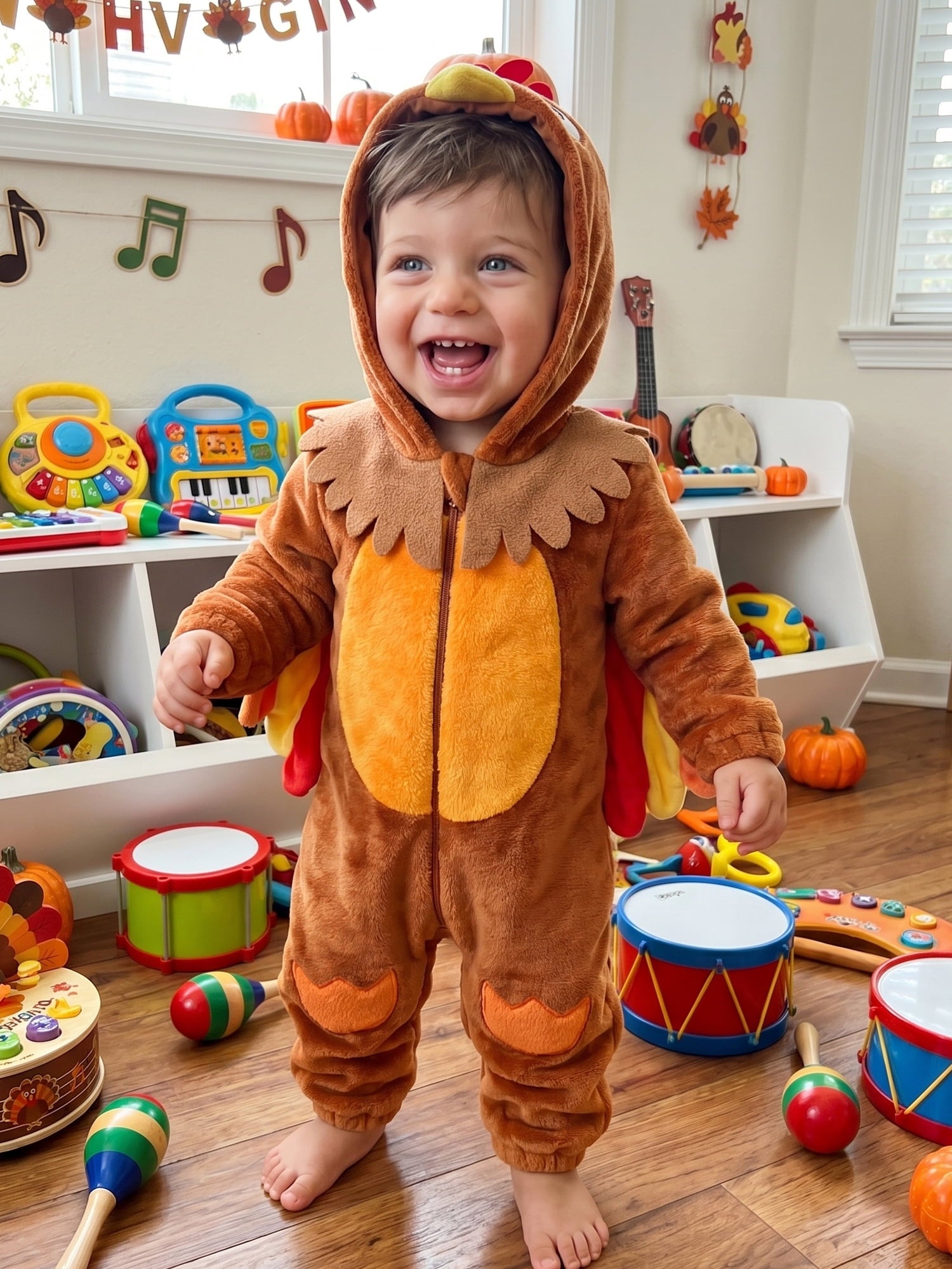 RUINIXCW Toddler Baby Girl Boy Thanksgiving Turkey Costume Kids Halloween Costume Infant Baby Boy Girl Fall Winter Clothes Warm Flannel Romper Long Sleeve Hooded Zip Up Jumpsuit
