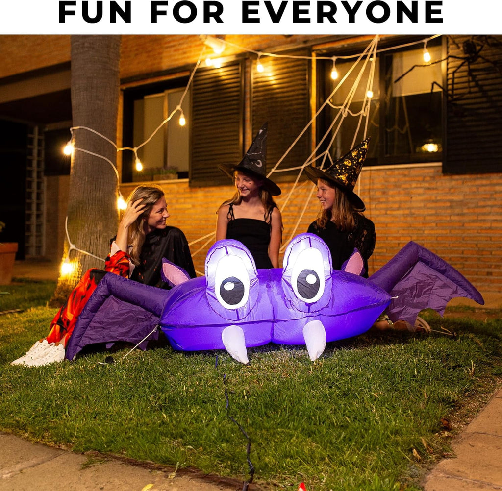 Zone Tech 6 FT Inflatable Bat Car Trunk Decor with Built-in LEDs, Blow Up Decoration for Halloween (1-Pack)