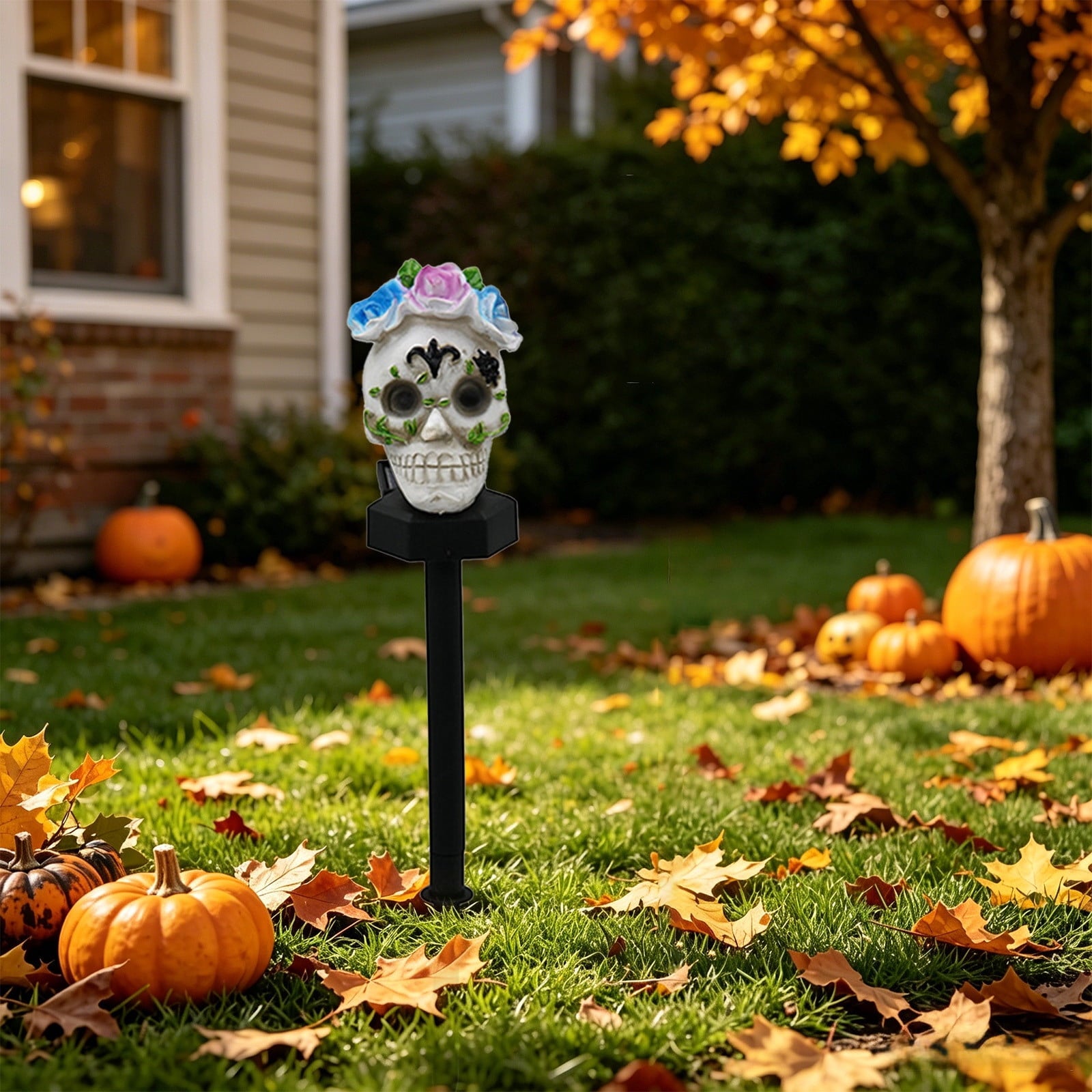 CRAGRSI Solar Halloween Skeleton Stake Lights Outdoor Skull Yard Lights Halloween Skeleton Garden Decor Black Solar Powered Waterproof for Yard, Lawn, Patio, Walkway, Garden, Halloween Outdoor Decor