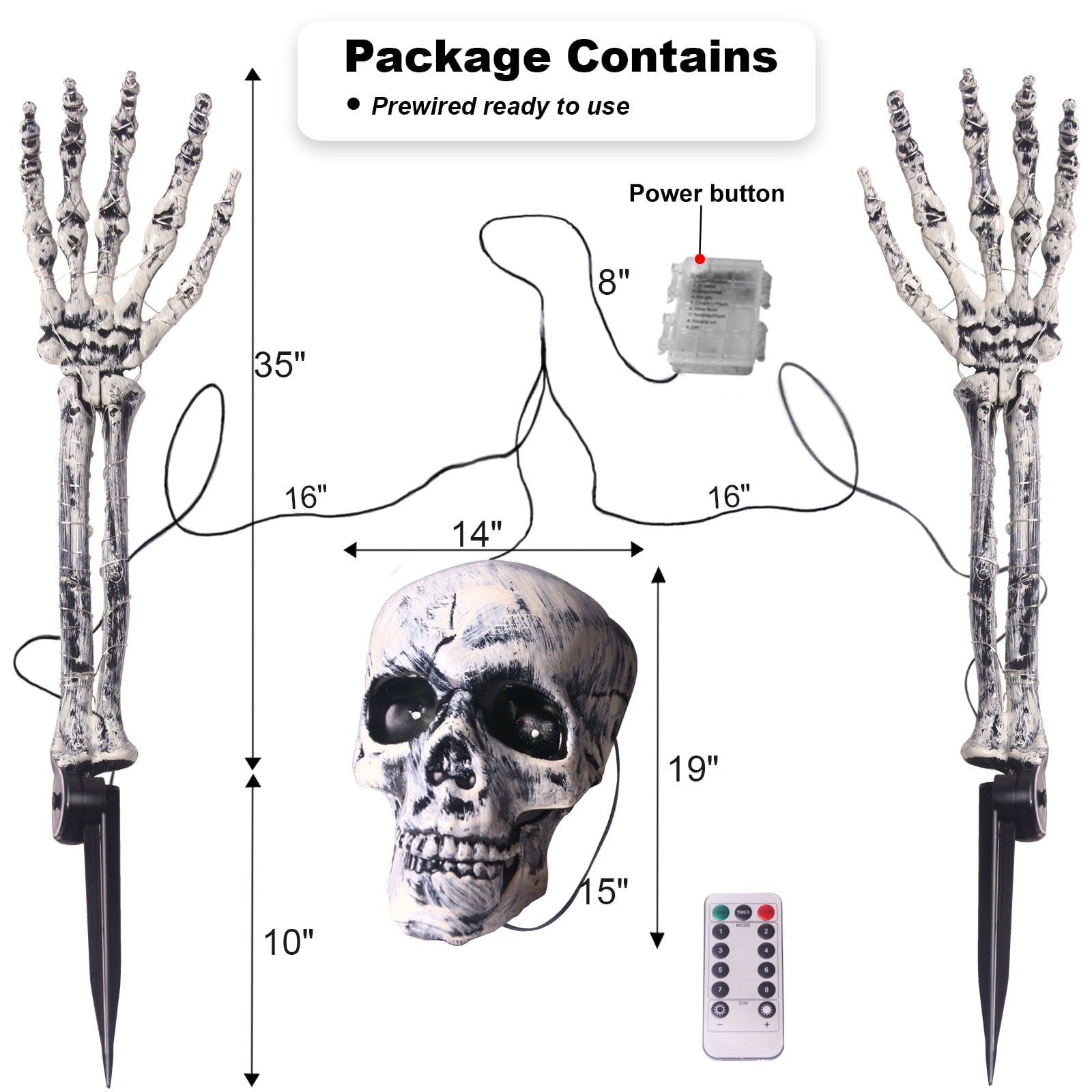GameXcel Skeleton Hands Halloween Yard Decorations, 6 Pack 18 in Posable Skeleton Arms with Ground Stakes, Outdoor Graveyard Lawn Decor