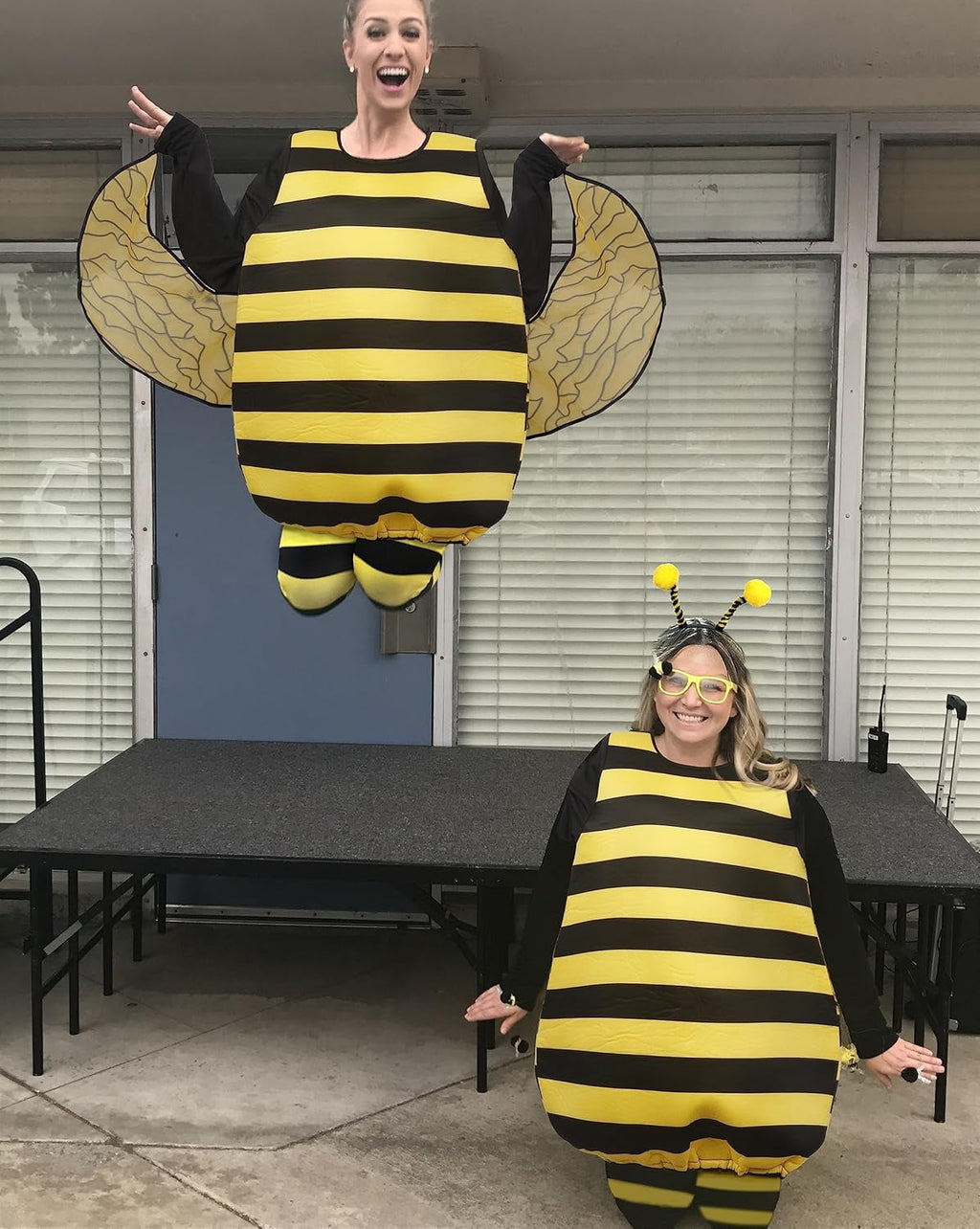 4 PCS Adult Bee Costume Bumble Bee Costume for Women Queen Bee Costume with Headpiece and Stockings