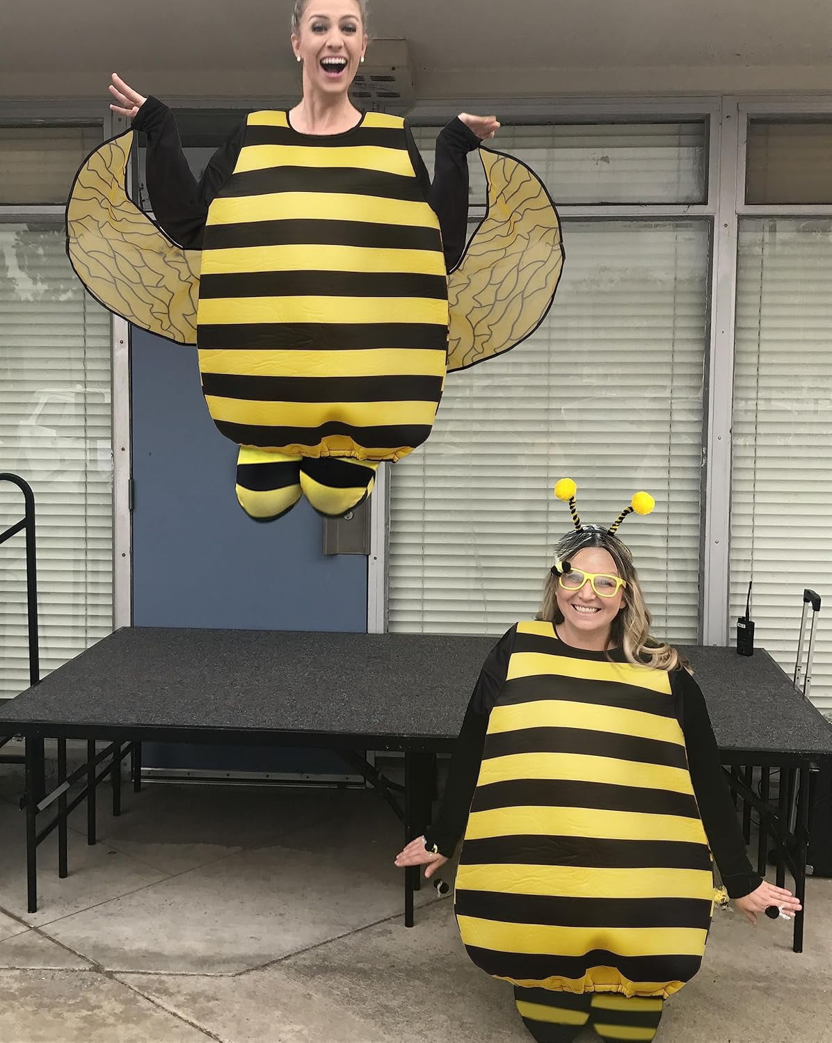 4 PCS Adult Bee Costume Bumble Bee Costume for Women Queen Bee Costume with Headpiece and Stockings