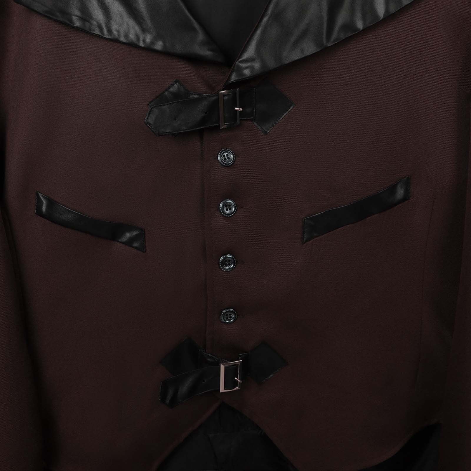 QATAINLAV Men's Vintage Steampunk Gothic Victorian Jacket Medieval Renaissance Pirate Frock Coat Formal Tuxedo Halloween Costumes Birthday Gifts Coffee S
