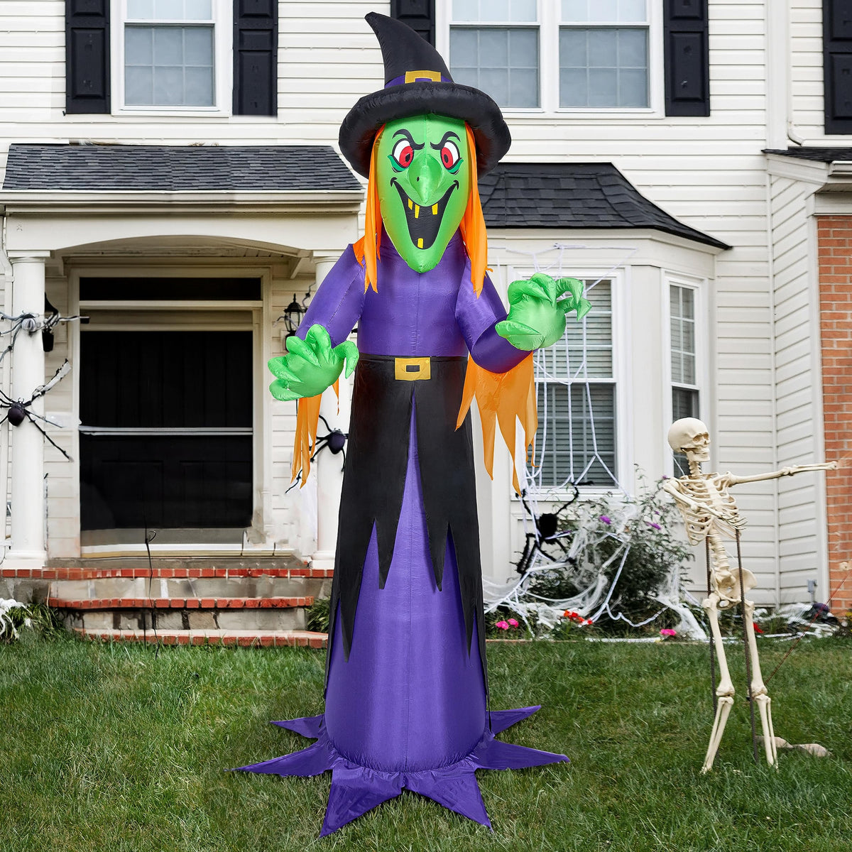 Joyfy 12 FT Halloween Inflatable Giant Grim Reaper Decoration with Built-in LEDs,Grim Reaper with Scythe Halloween Decorations Outdoor Blow Up Yard Lawn Decoration