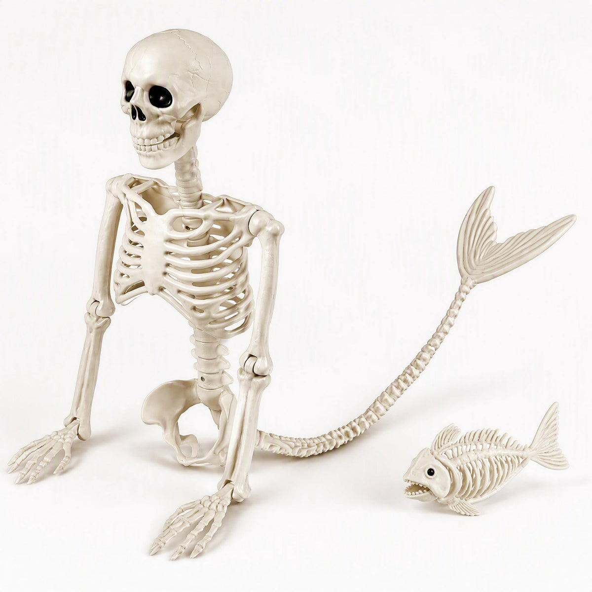 36inch Halloween mermaid skeleton, with flexible joints, can be posed and hung, suitable for Halloween indoor and outdoor decorations, parties, horror scenes and other occasions