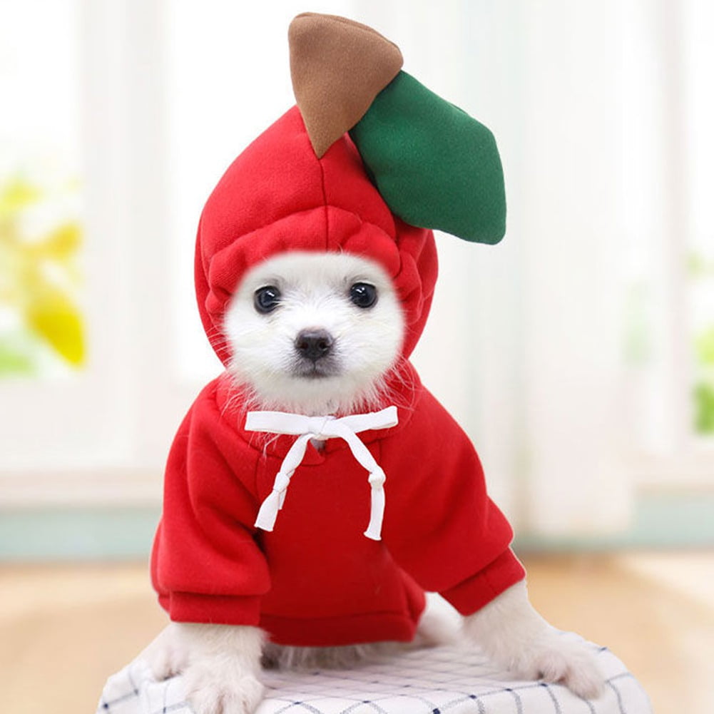 Winter Warm Plush Dog Hoodie, Heart‑Shaped Pet Cosplay Outfit for Small Dogs