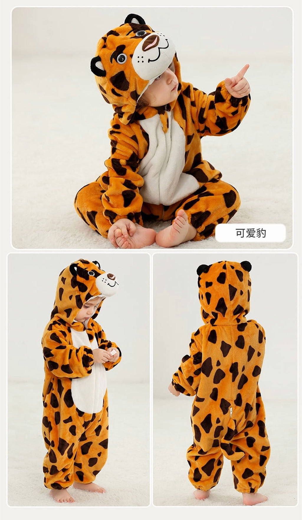 WIBACKER 0-3T Unisex Baby Animal Costume Winter Autumn Flannel Hooded Romper Christmas and Halloween Dinosaur Cosplay Jumpsuit