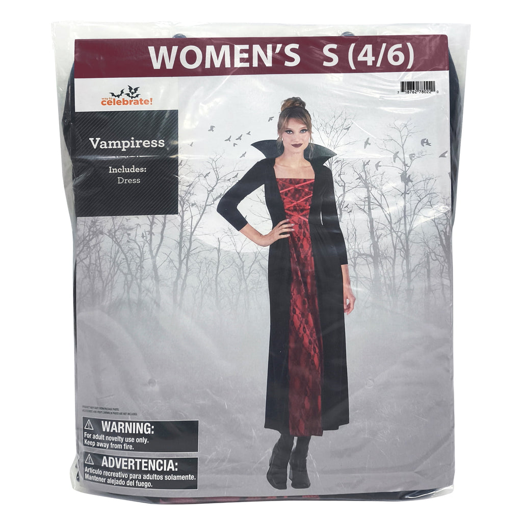 Vampiress Halloween Costume for Adults, Women's Size S (4/6), by Way to Celebrate
