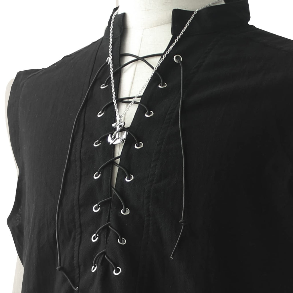 ATTBEA Mens Pirate Renaissance Costume Pirate Shirt Long Sleeves Medieval Viking Gothic Celtic Pirate Vest for Unisex Halloween Costume