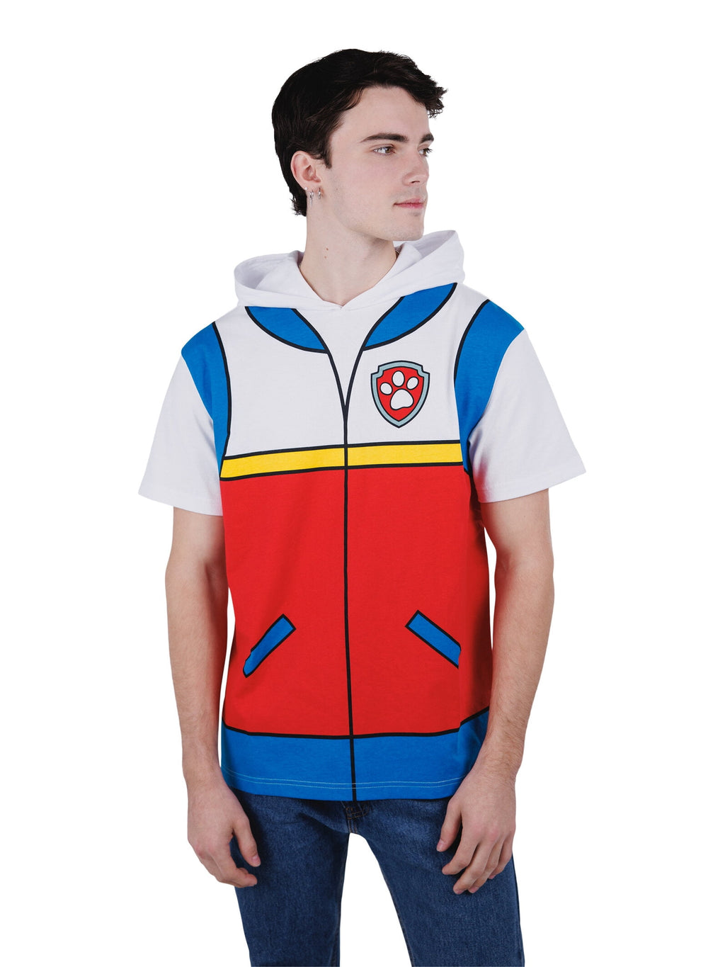 Paw Patrol Big Boys' Cosplay Hooded T-Shirt Marshall Bright Red