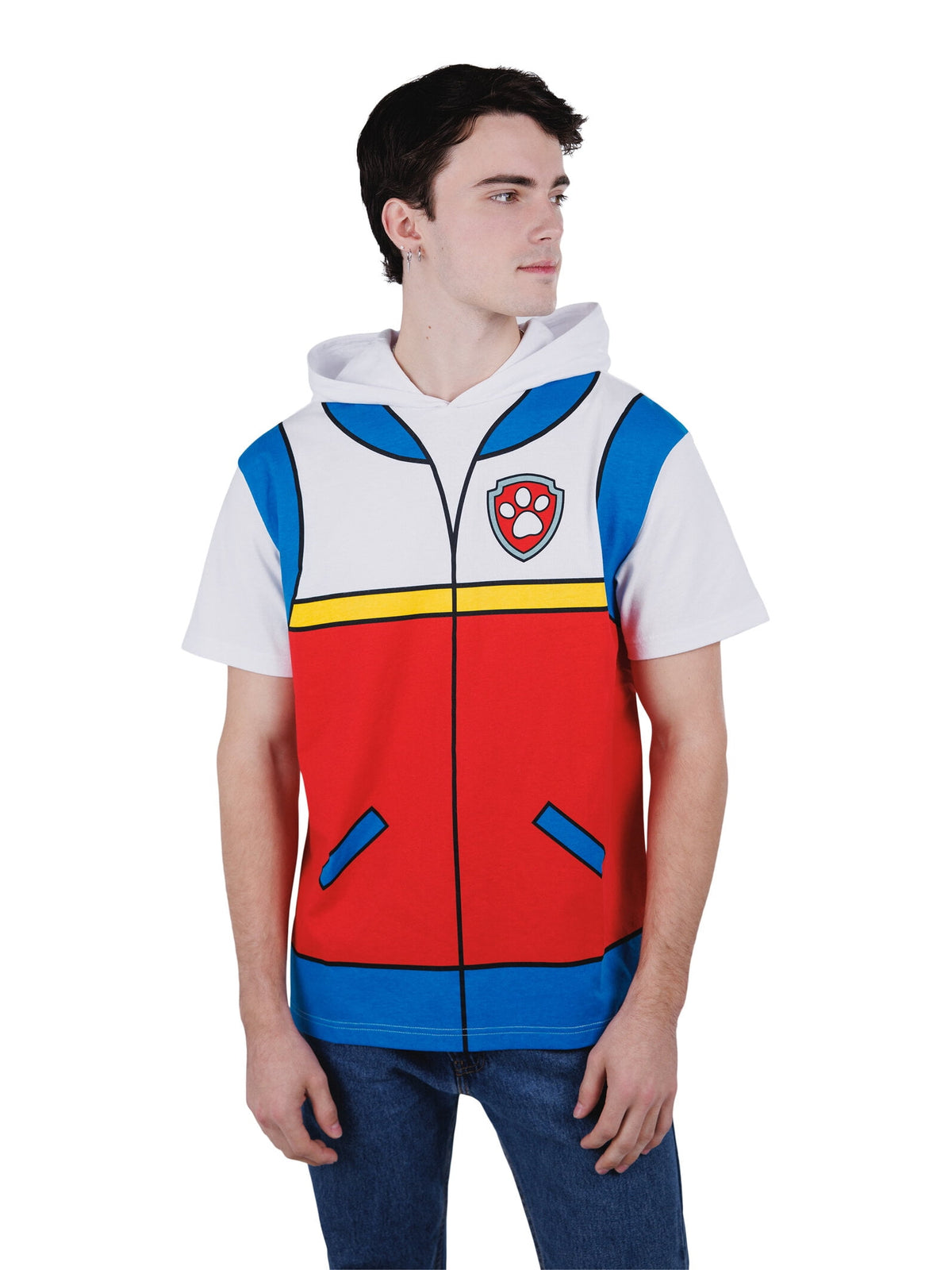 Paw Patrol Big Boys' Cosplay Hooded T-Shirt Marshall Bright Red