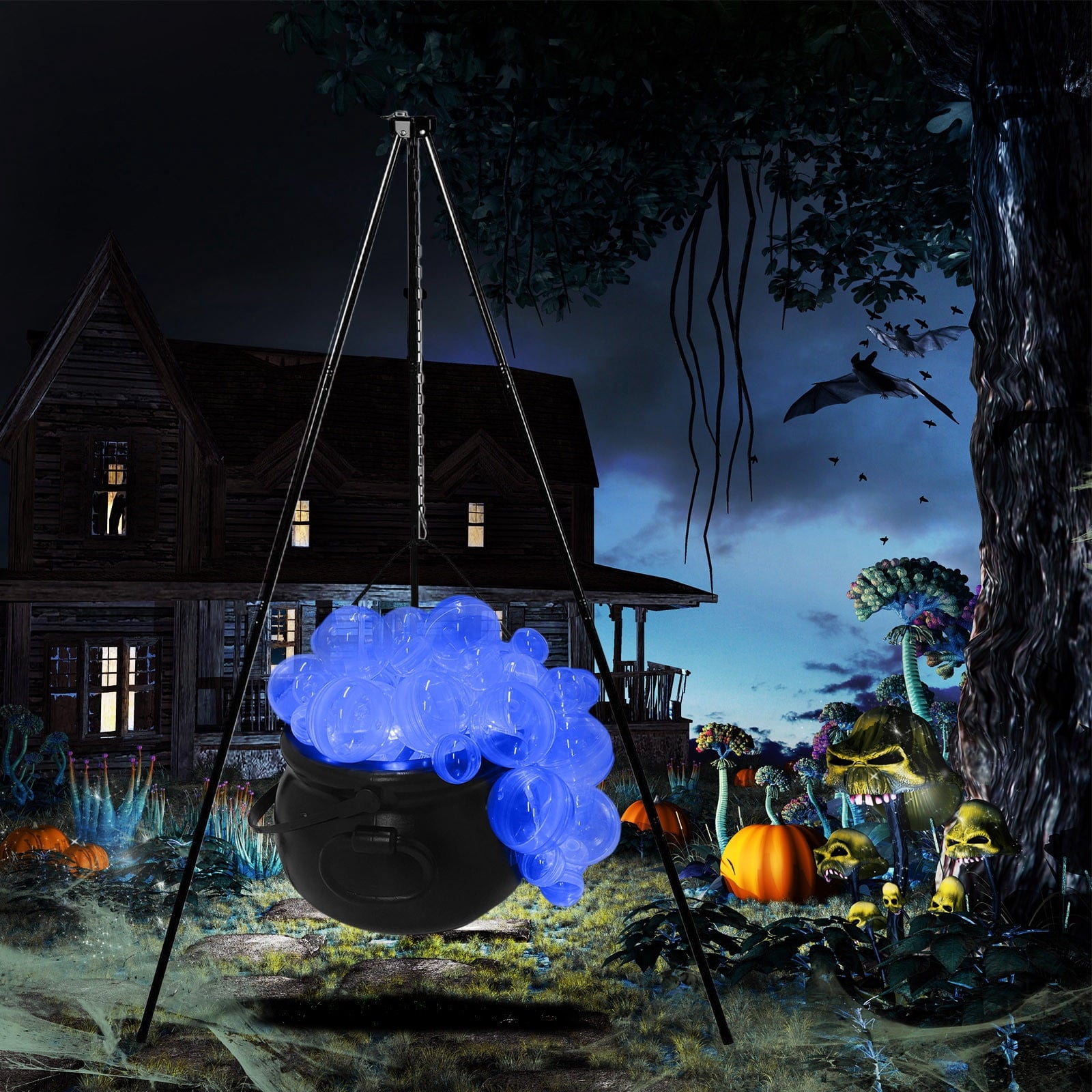 Muecwrye Halloween Decorations Outdoor, Halloween Clearance! Halloween Witches Cauldron with Lights, DIY Bubbling Cauldron Set Decor for Home Porch Outside, Halloween Party Supplies( Without Tripod)