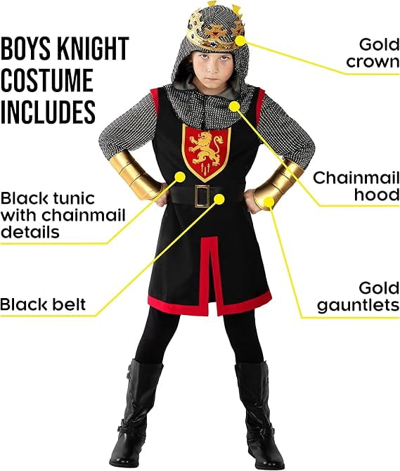 Morph King Knight Costume Boys Halloween Costume for Boy Black Small