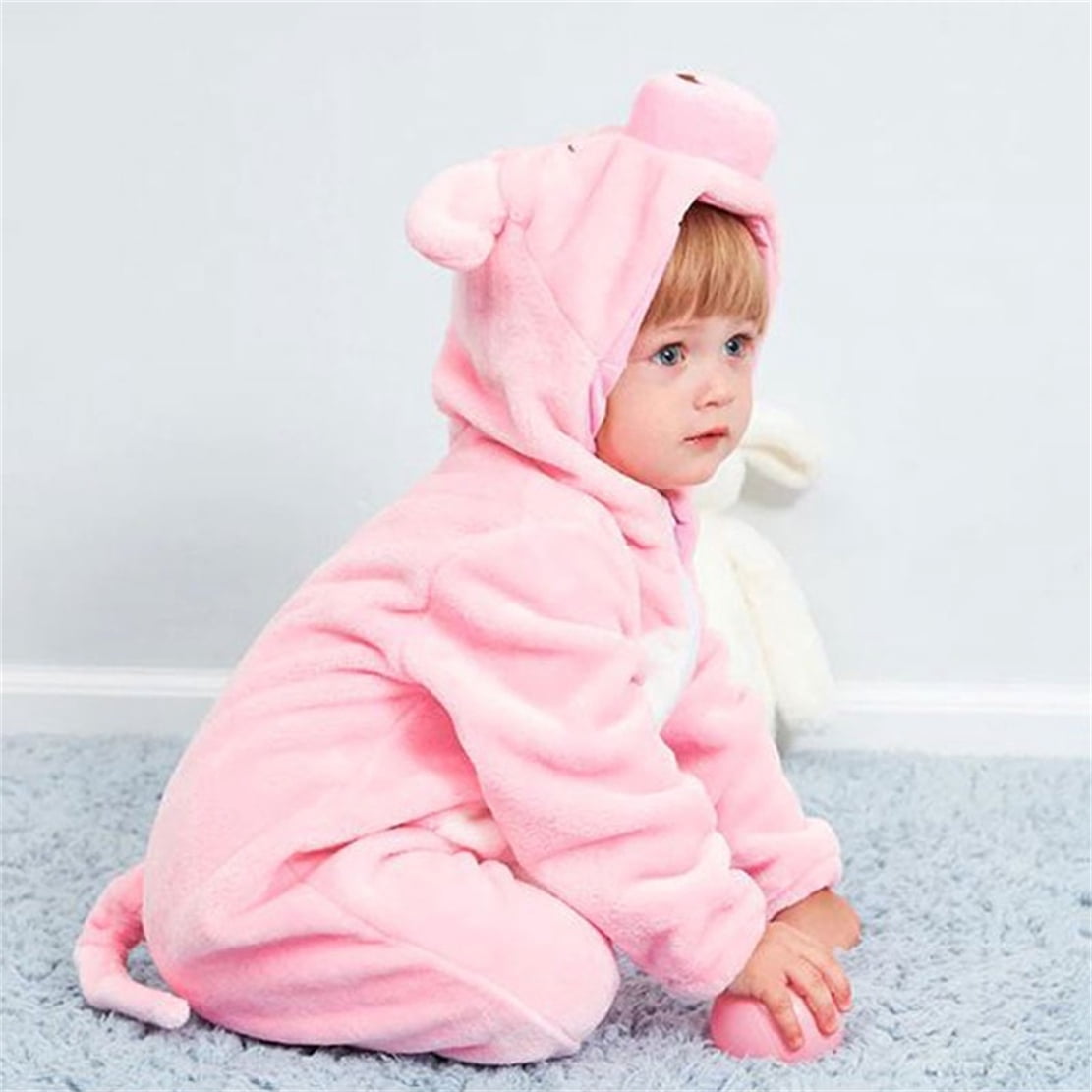 WIBACKER 0-3T Unisex Baby Animal Costume Winter Autumn Flannel Hooded Romper Christmas and Halloween Dinosaur Cosplay Jumpsuit