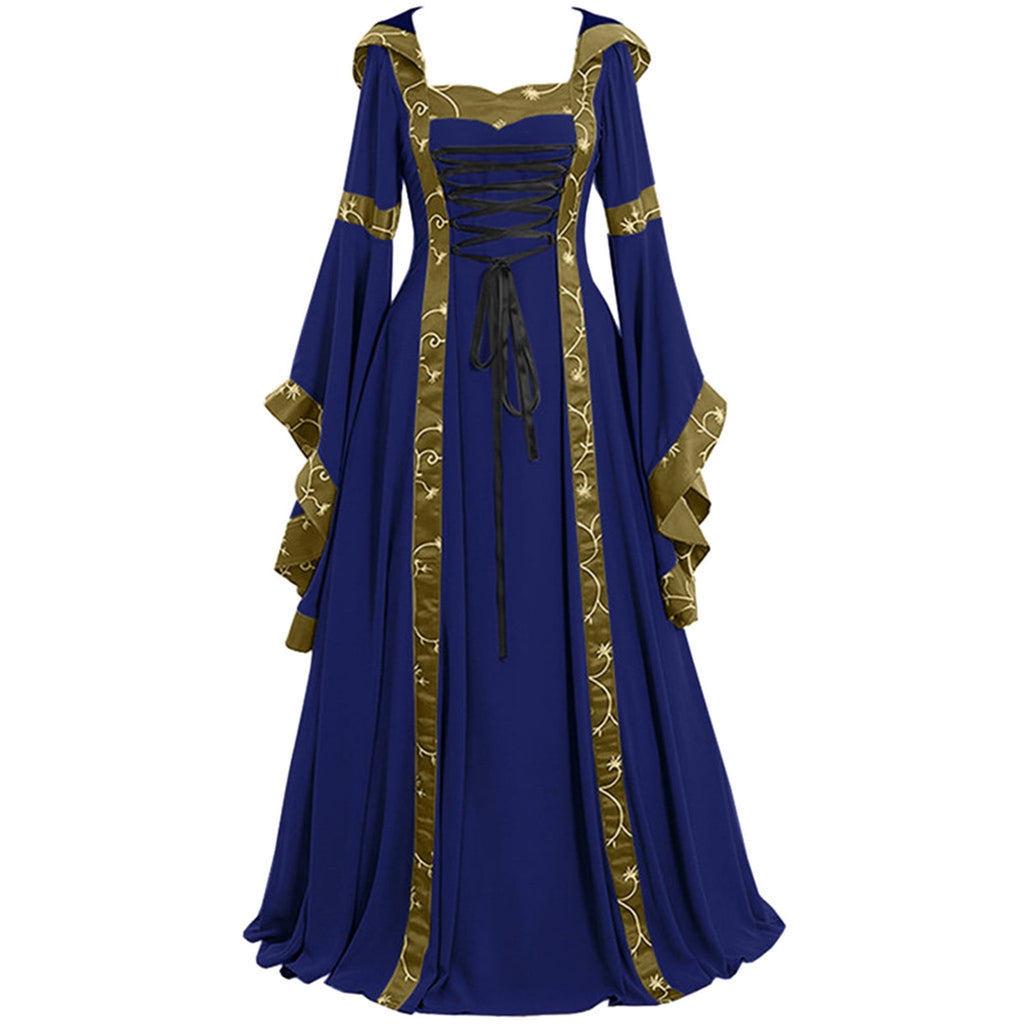 Halloween Costumes for Women 2022 Women's Medieval Dress Plus Size Irish Medieval Ball Gown Halloween Costume for Women Flare Sleeve Floor Length Dress