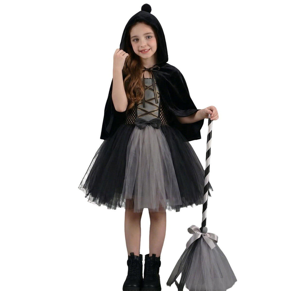 Girl Witch Tutu Dresses Cape Witch Outfit Set Halloween Dress up Party Girls Size 2-12 Years