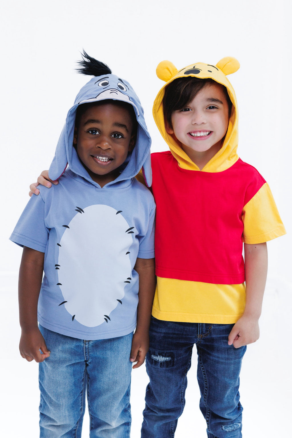 Disney Winnie the Pooh Little Boys' Cosplay Short Sleeve Hooded T-Shirt Eeyore Blue Grey