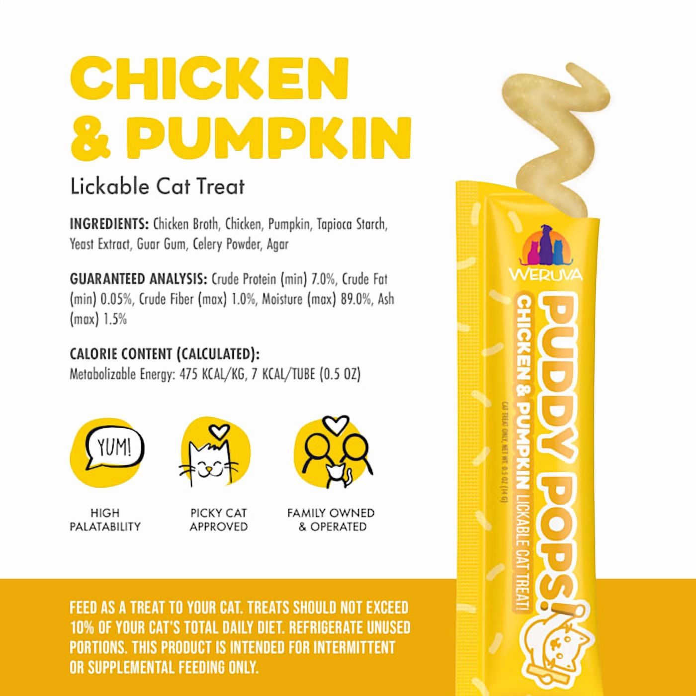 Weruva Puddy Pops Chicken & Pumpkin Lickable Cat Treats, 0.5 oz., Count of 50