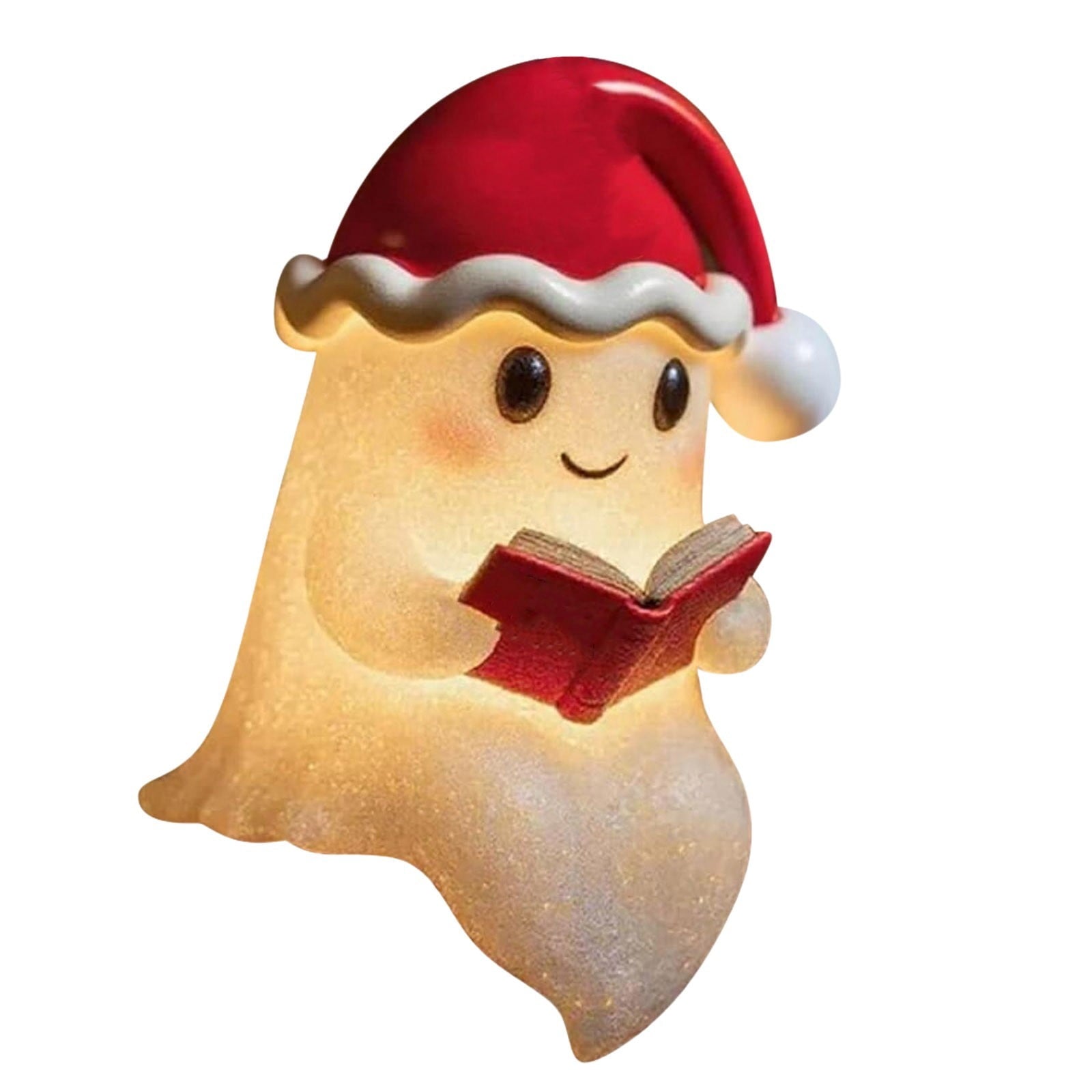 Fwttom Ghost Night Light, Halloween Lights Cute Ghost Reading Book Lamp, Halloween Decorations Indoor Light Up Ghost Statue Ghost Light for House Mantel Bedside