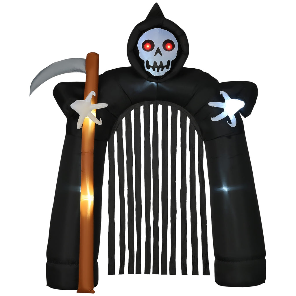Outsunny 11.8' H Large Halloween Inflatable Archway Ghost Bat Pumpkin Spider, Halloween Decoration with LED Lights for Garden Indoor Outdoor