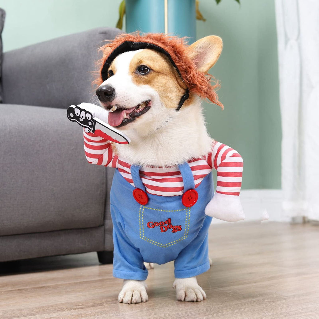 WILLED Halloween Deadly Dog Costume, Funny Pet Cosplay Christmas Outfit, Adjustable Party Dress Up Clothes for Small Medium Large Dogs