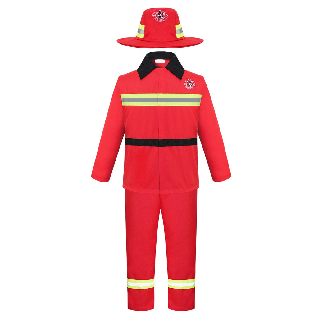 LIIPEE Boys Fireman Costumes Kids Fancy Dress Up With Accessories Clothes 7 Piece Party Outfits,18-24 Months