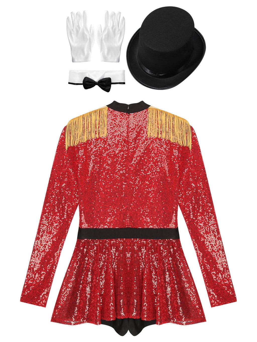 iiniim Womens Ringmaster Costume Circus Ring Leader Outfit Master Lion Tamer Fancy Bodysuit Black S