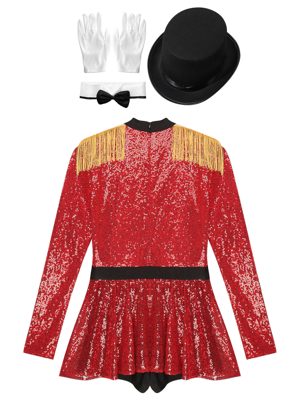 iiniim Womens Ringmaster Costume Circus Ring Leader Outfit Master Lion Tamer Fancy Bodysuit Black S