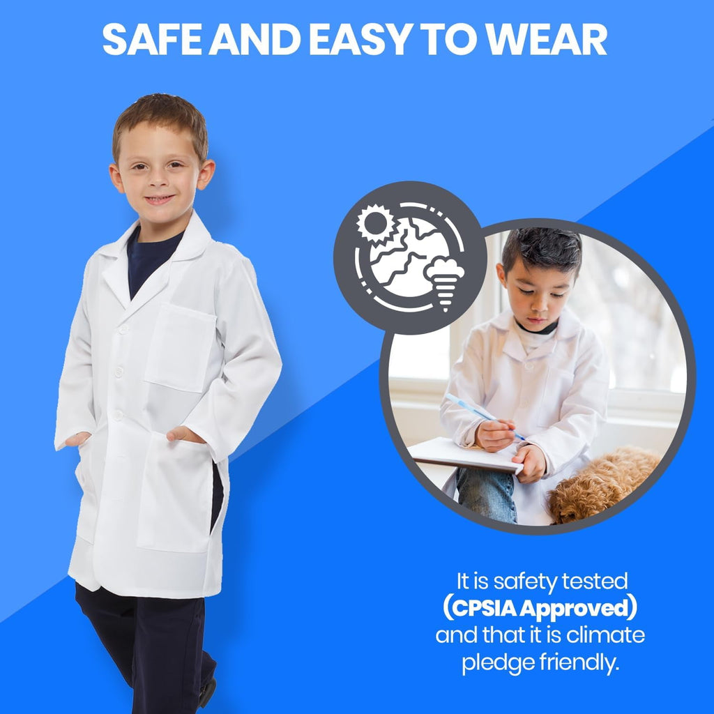 Dress Up America Kids White Lab Coat Doctor Costume Scientist Costume for Boys & Girls