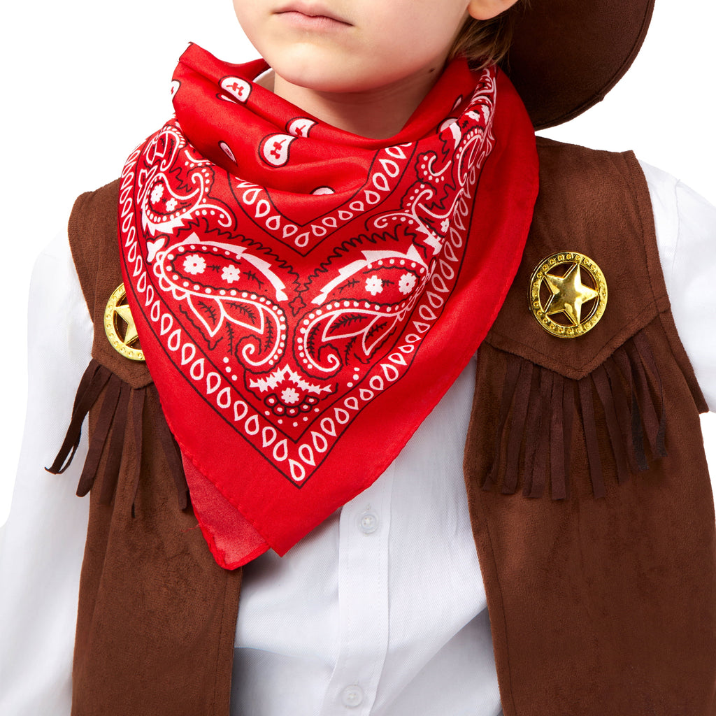 Joyfy Halloween Cowboy Costume for Boys, Kids Cowboy Costume Set, Brown Western Style Cowboy Outfit with Cowboy Hat for Toddler Dress-up Party Cosplay