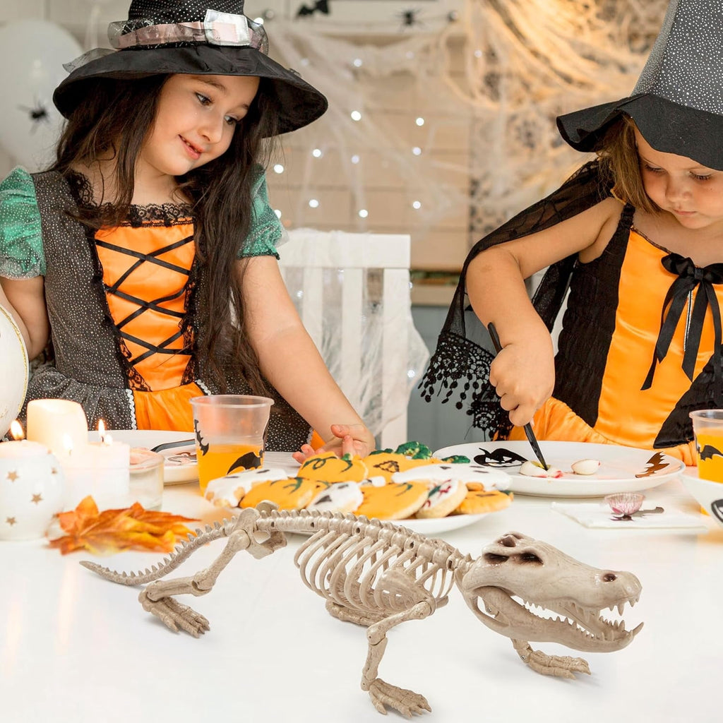 Joyfy Halloween Skeleton Fish Skeleton Halloween Decor,Plastic Skeleton with LED Eye for Halloween Decoration Outdoor Haunted House Party