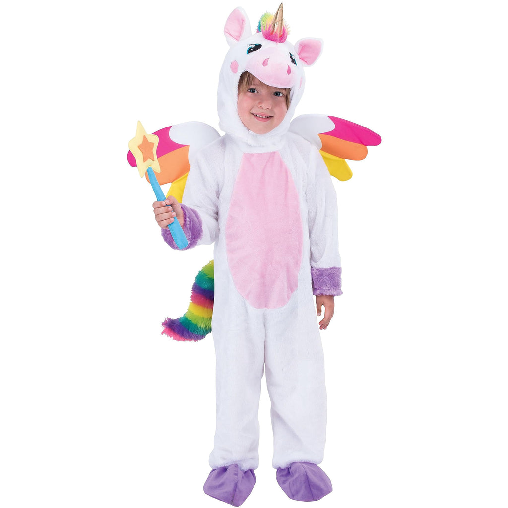 Joyfy Unicorn Costume for Kids Toddlers, One Piece Jumpsuit with Wings and Star Wand for Girls Halloween Dress Up Party 0-7 Years