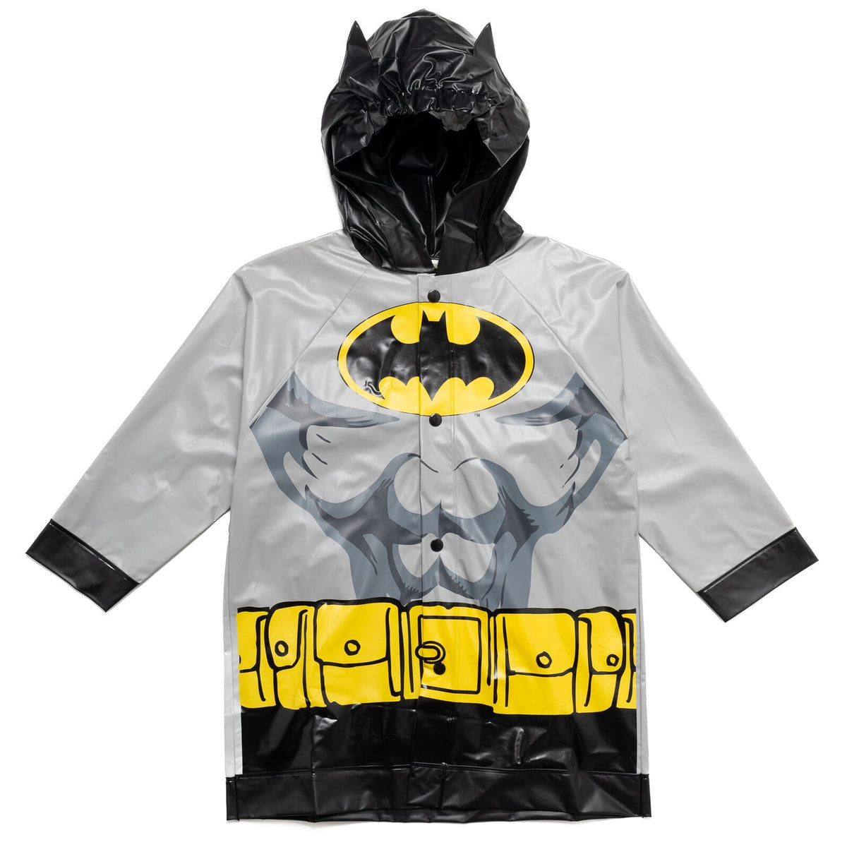 DC Comics Justice League Batman Little Boys Costume Waterproof Rain Jacket Cape and Umbrella 3 Piece Outfit Set Toddler to Little Kid