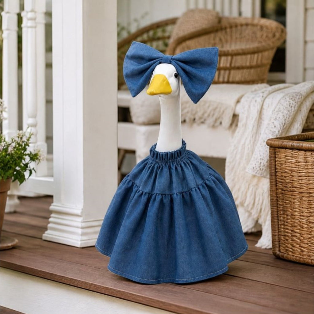 Thanksgiving Harvest Outfit for 23" Porch Goose, Goose Fall Theme Dress in White&Orange with Headwear Fall Harvest Decor for 23" Goose Outdoor Patio Yard Lawn Decoration