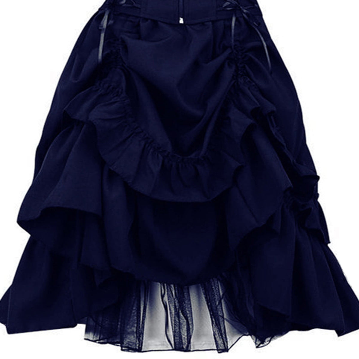 QATAINLAV Women's Gothic Steampunk Dress Renaissance Victorian Lace Up High Low Ruffled Corset Dress Halloween Pirate Costume, Green, S