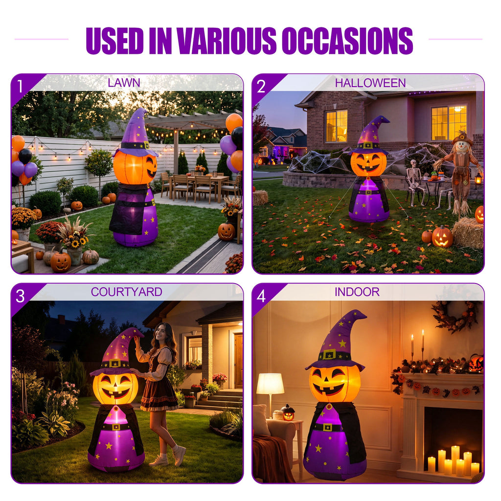 MAGOTAN 9 FT Halloween Inflatables Archway Outdoor Decorations Pumpkin Ghost Archway Halloween Inflatable Blow Up Pumpkin Tombstone Decoration Build-in LED Lights
