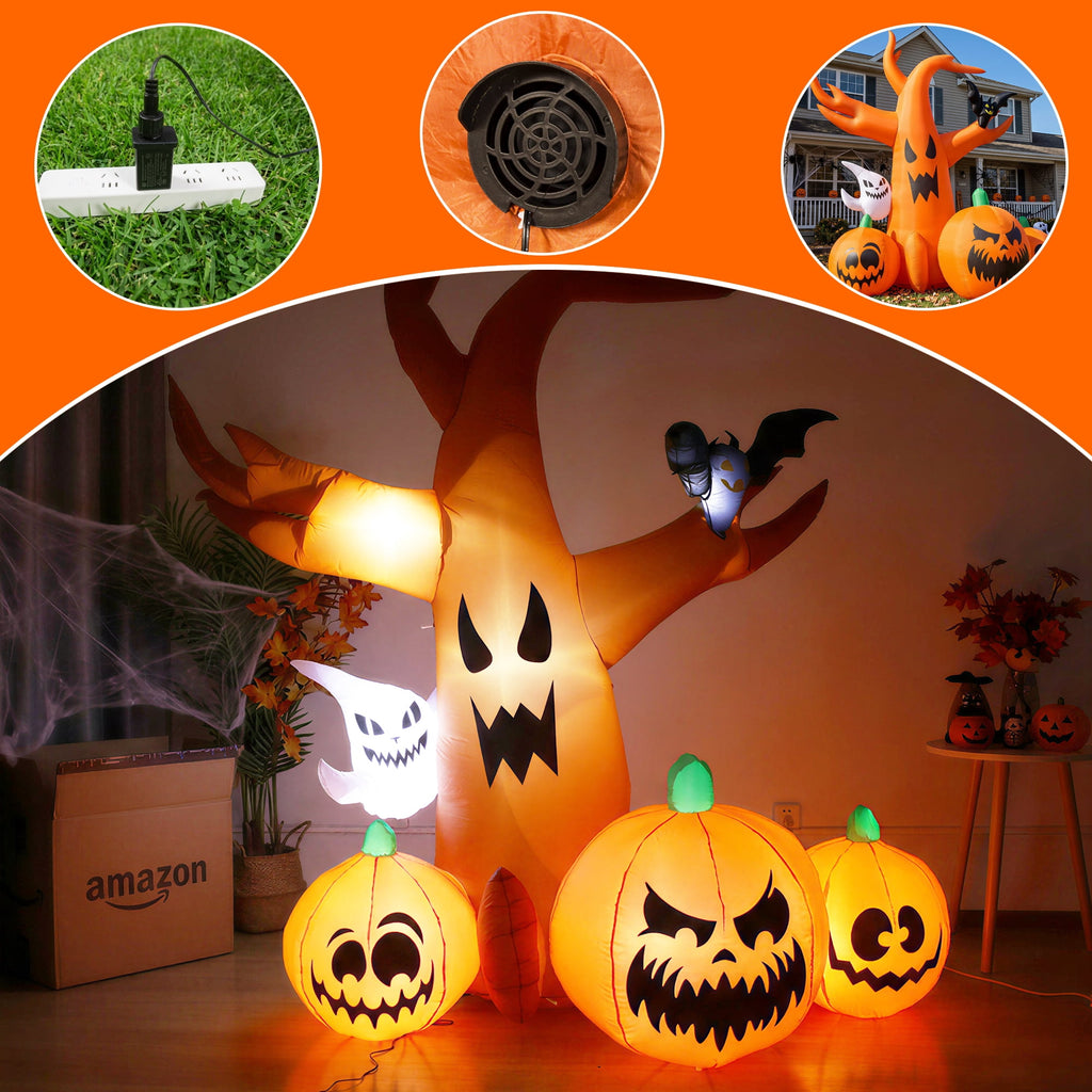 MAGOTAN 5 FT Halloween Inflatables Cape Pumpkin Outdoor Decorations Cape Pumpkin Halloween Inflatable Blow Up Halloween Cape Pumpkin Decoration Build-in LED Lights